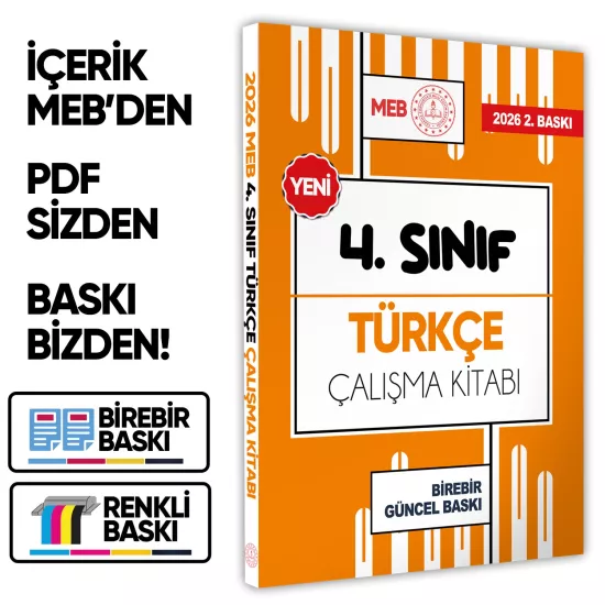 2026 MEB ÖDM İlkokul 4.Sınıf TÜRKÇE Çalışma Kitabı Alıştırmalı/Etkinlikli Soru Bankası BASKI ÜCRETİ