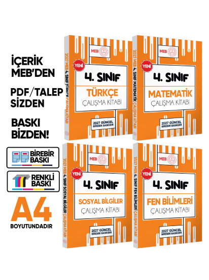 2027 MEB ÖDM İlkokul 4.Sınıf Çalışma Kitabı Alıştırmalı Soru Bankası 4lü SET RENKLİ BASKI ÜCRETİ 2027 MEB ÖDM İlkokul 4.Sınıf Çalışma Kitabı Alıştırmalı Soru Bankası 4lü SET RENKLİ BASKI ÜCRETİ