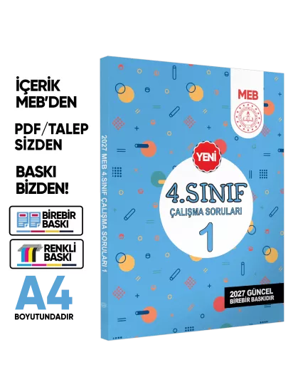 2027 MEB İlkokul 4.Sınıf Çalışma Soruları 1 Tüm Dersler Kazanım Pekiştirme Kitabı BASKI ÜCRETİ