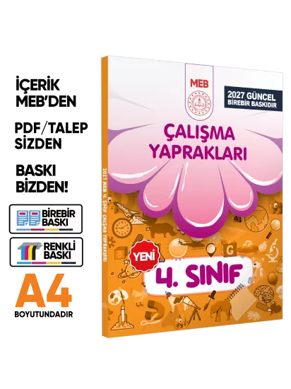 2027 MEB İlkokul 4.Sınıf Çalışma Yaprakları TÜM DERSLER Etkinlikli Eğlenceli S. Bankası BASKI ÜCRETİ