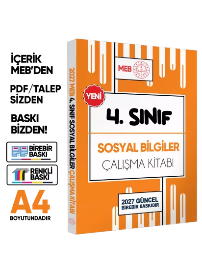 2027 MEB ÖDM İlkokul 4.Sınıf SOSYAL BİLGİLER Çalışma Kitabı Alıştırmalı Soru Bankası  BASKI ÜCRETİ