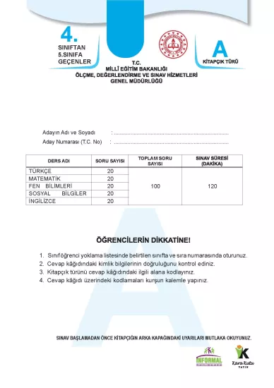 4.Sınıf Özel Okullar ve Bursluluk Hazırlık MEB Tıpkı Basım Deneme 6lı Fasikül SETİ