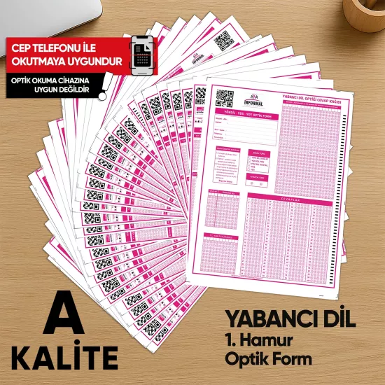 Yabancı Dil (YÖKDİL, YDS ve YDT) Deneme Sınavları İçin 500 Adet Optik Form