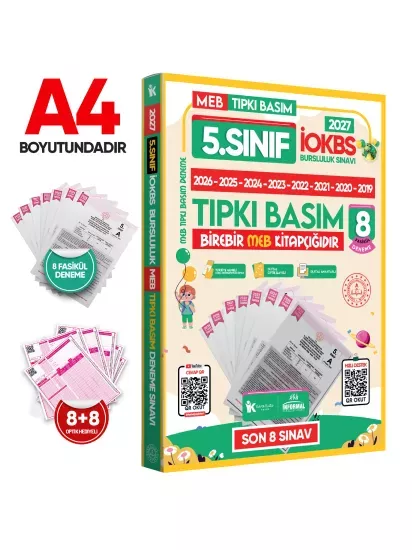 2027 5.Sınıf İOKBS PAKET 8li Tıpkı Basım/Tüm Dersler Tek Kitap Çözümlü Çıkmış Soru Bankası 2li Set