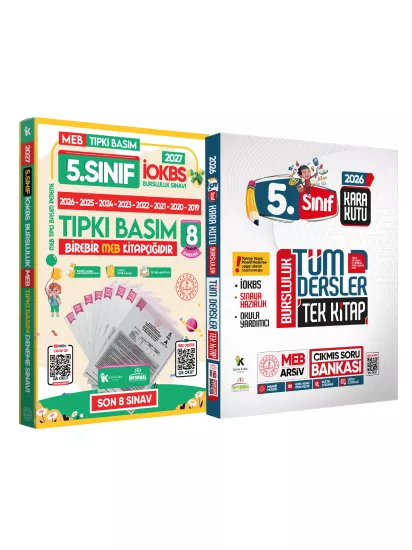 2027 5.Sınıf İOKBS PAKET 8li Tıpkı Basım/Tüm Dersler Tek Kitap Çözümlü Çıkmış Soru Bankası 2li Set