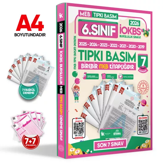 2026 6.Sınıf İOKBS PAKET 7lı Tıpkı Basım/Tüm Dersler Tek Kitap Çözümlü Çıkmış Soru Bankası 2li Set