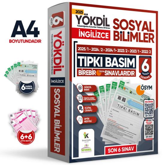 2025 YÖKDİL İngilizce SOSYAL BİLİMLER ÖSYM Çıkmış Soru Tıpkı Basım Deneme Paketi 6lı TG Video Çözüm