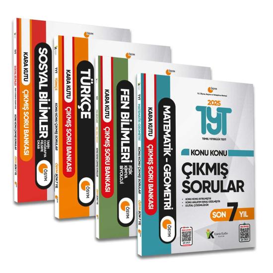 2025 YKS-TYT ÖSYM Çıkmış Soru Bankası Konu Konu Son 7 Yıl PDF/Video Çözümlü 4lü Kara Kutu SET