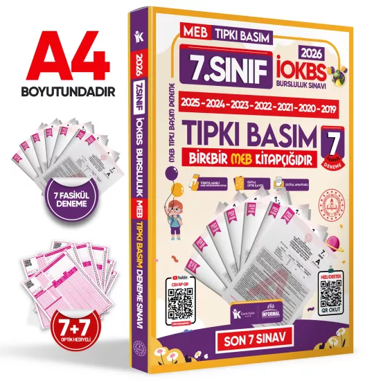 2026 7.Sınıf İOKBS PAKET 7li Tıpkı Basım/Tüm Dersler Tek Kitap Çözümlü Çıkmış Soru Bankası 2li Set