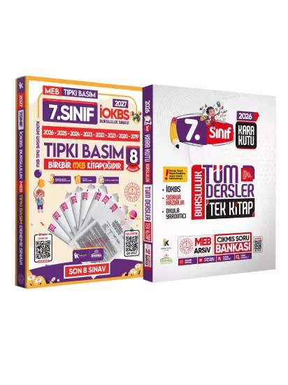 2027 7.Sınıf İOKBS PAKET 8li Tıpkı Basım/Tüm Dersler Tek Kitap Çözümlü Çıkmış Soru Bankası 2li Set