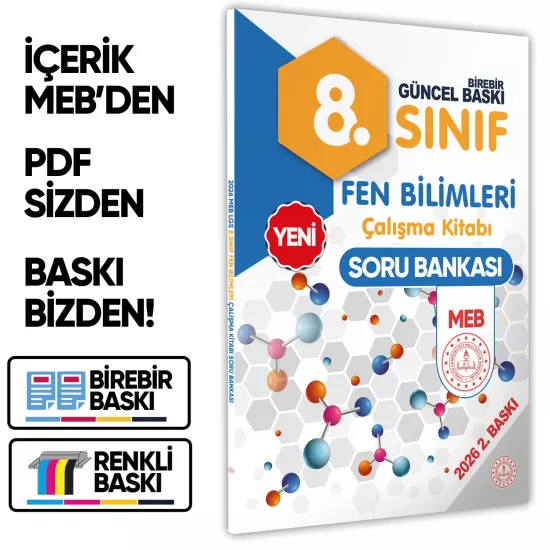 2026 8.Sınıf LGS Fen Bilimleri MEB ÇKS (Renkli Baskı A4 Boyutlu) BASKI ÜCRETİ