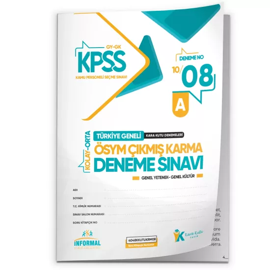 2026 KPSS ÖSYM Arşivi Çıkmış Soru Karma Genel Yetenek Genel Kültür D. Çözümlü Deneme 10/8.Kitapçık