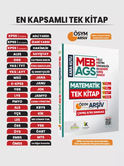 MEB AGS Matematik Kara Kutu TEK KİTAP En Kapsamlı ÖSYM Çıkmış Soru Bankası Özetli Dijital Çözümlü