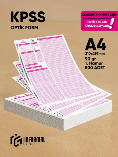 KPSS Deneme Sınavları İçin 500 Adet (90.GR) Akademik Optik Form - Optik Okuma Uyumlu