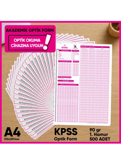 KPSS Deneme Sınavları İçin 500 Adet (90.GR) Akademik Optik Form - Optik Okuma Uyumlu