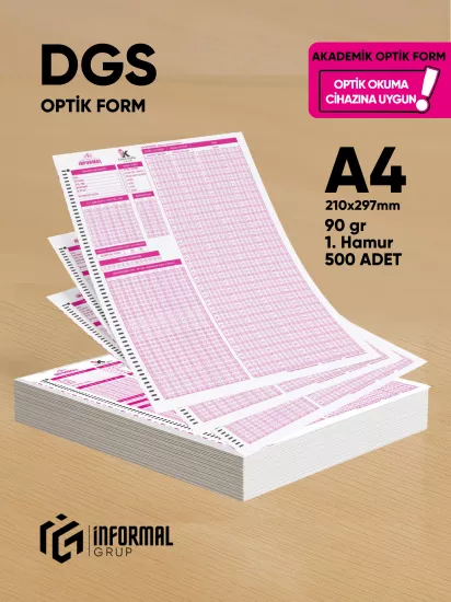 DGS Akademik Değerlendirme Optik Formu (500 Adet - 90 gr - Optik Okuma Cihazlarıyla Uyumlu)