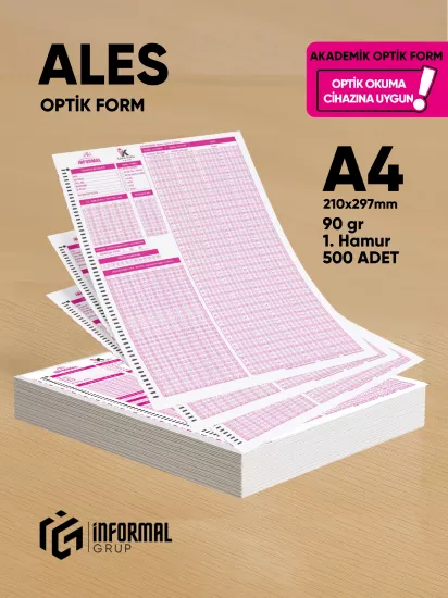 ALES Akademik Değerlendirme Optik Formu (500 Adet - 90 gr - Optik Okuma Cihazlarıyla Uyumlu)