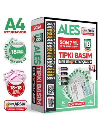 2026 ALES ÖSYM Tıpkı Basım Çıkmış Soru 18li Deneme Paketi PDF/Video Çözümlü Türkiye Geneli