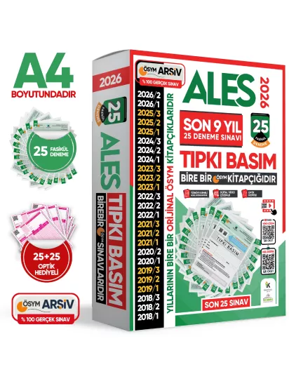 2026 ALES ÖSYM Tıpkı Basım EN EKONOMİK Çıkmış Soru 25li Deneme Paketi Video/PDF Çözüm Türkiye Geneli