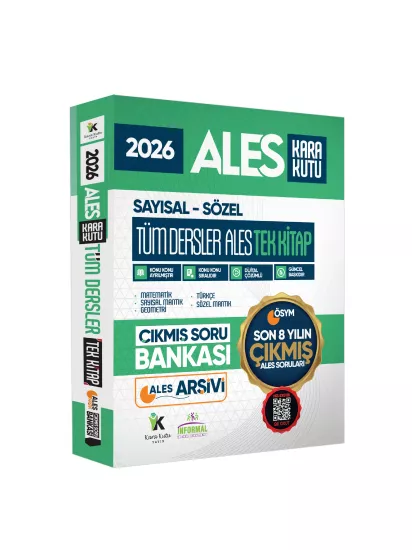2026 ALES Tüm Dersler Sayısal Sözel Tek Kitap ÖSYM Çıkmış Sorular Son 8 Yıl PDF/Video Çözümlü