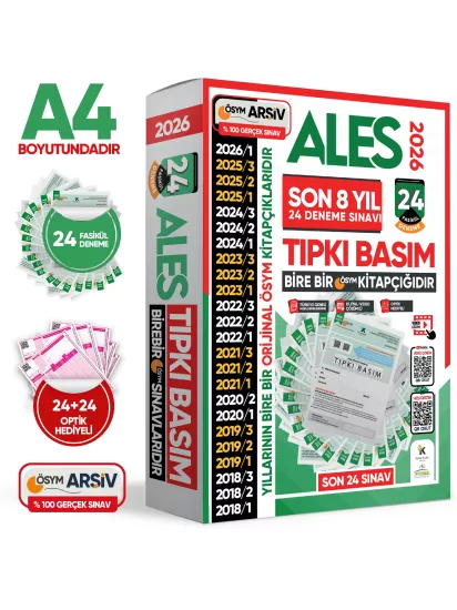 2026 ALES ÖSYM Tıpkı Basım EN EKONOMİK Çıkmış Soru 24lü Deneme Paketi Video/PDF Çözüm Türkiye Geneli
