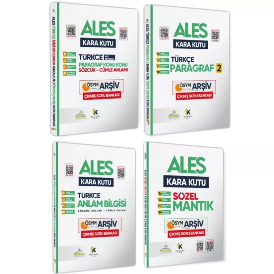 ALESin Kara Kutusu TÜRKÇE 4lü SET Konu Özetli Çözümlü ÖSYM ARŞİV Çıkmış Soru Bankası