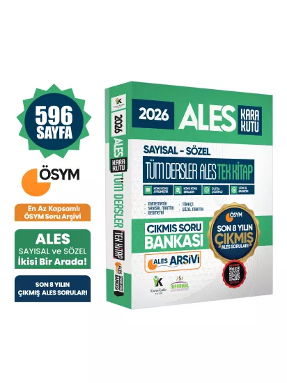 2026 ALES Tüm Dersler Sayısal Sözel Tek Kitap ÖSYM Çıkmış Sorular Son 8 Yıl PDF/Video Çözümlü