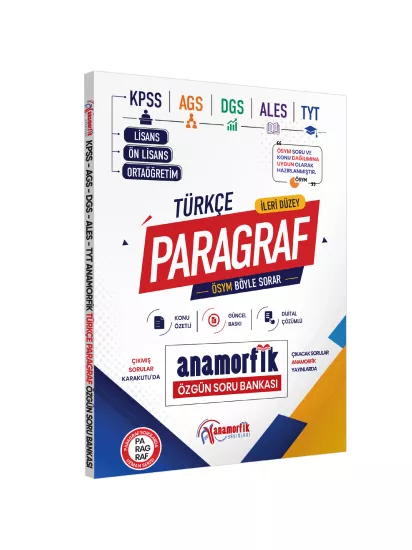 2026 KPSS-AGS-DGS-ALES-TYT ANAMORFİK Türkçe Paragraf Özgün Soru Bankası Konu Özetli Dijital Çözümlü