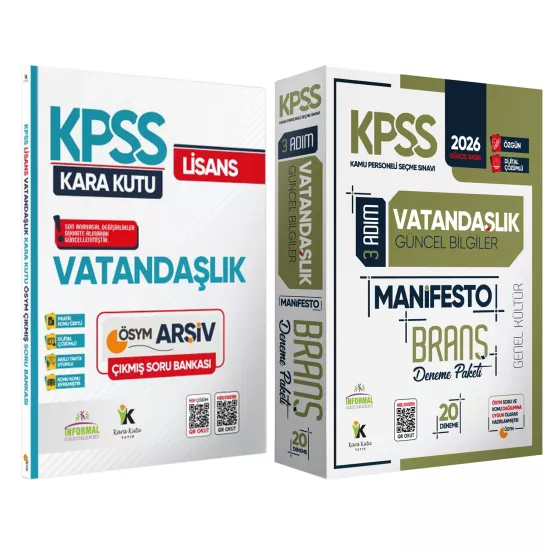 2026 KPSS Genel Kültür Vatandaşlık Kara Kutu Soru Bankası ve Manifesto Çözümlü Branş Deneme 2li Seti