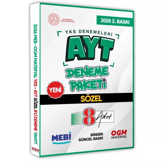 2026 YKS-AYT MEBİ ONLİNE Güncel SÖZEL 8li Seri Deneme Fasikül Paketi (A4 Boyut Renkli) BASKI ÜCRETİ