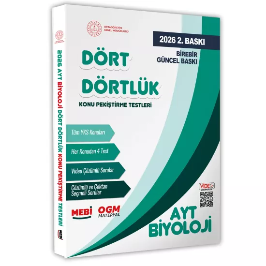 2026 YKS-AYT MEBİ-OGM Dört Dörtlük Biyoloji Pekiştirme Testi A4 Renkli Soru Bankası BASKI ÜCRETİ