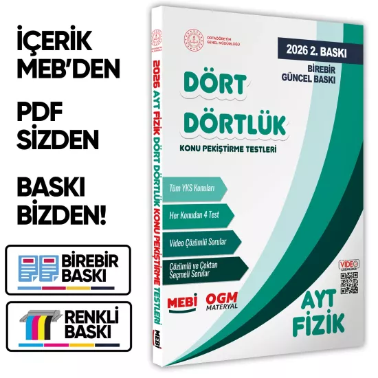 2026 YKS-AYT MEBİ-OGM Dört Dörtlük Coğrafya Pekiştirme Testi A4 Renkli Soru Bankası BASKI ÜCRETİ