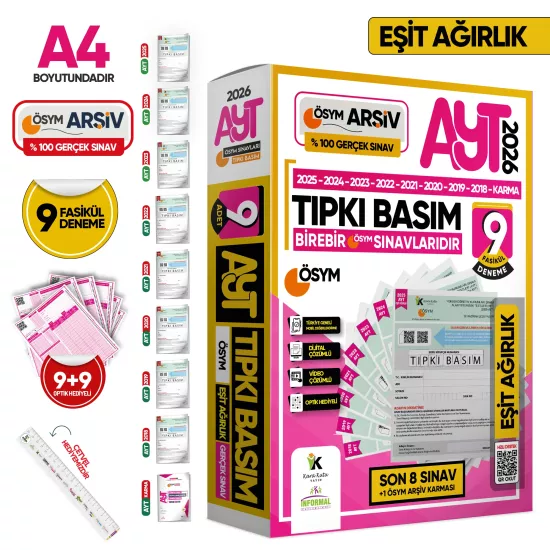 2026 AYT Eşit Ağırlık (TM) ÖSYM Çıkmış Soru Tıpkı Basım 9lu Deneme Paketi Türkiye Geneli Çözümlü SET