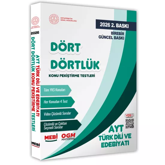 2026 YKS-AYT MEBİ-OGM Dört Dörtlük Türk Dili Edebiyatı Pekiştirme Testi Soru Bankası BASKI ÜCRETİ