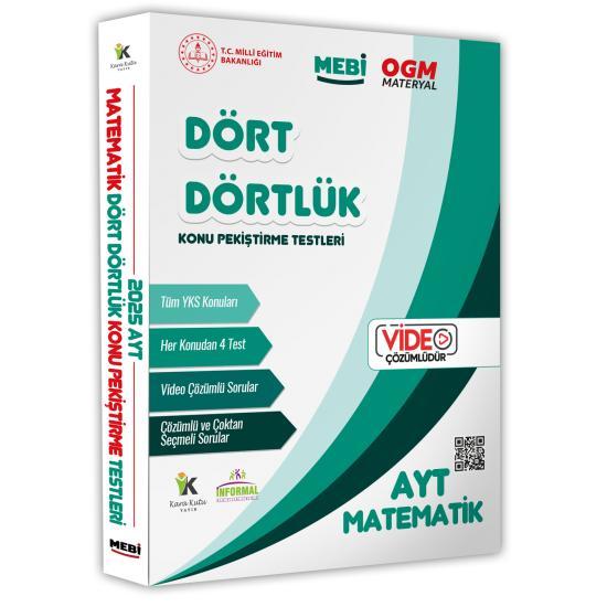 2025 YKS-AYT MEBİ-OGM Dört Dörtlük Matematik Pekiştirme Testi A4 Renkli Soru Bankası Video Çözümlü