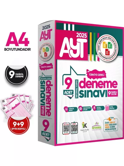 2025 AYT Türkiye Geneli Kurumsal 9lu Paket Deneme Sınavı Dijital Cevaplı