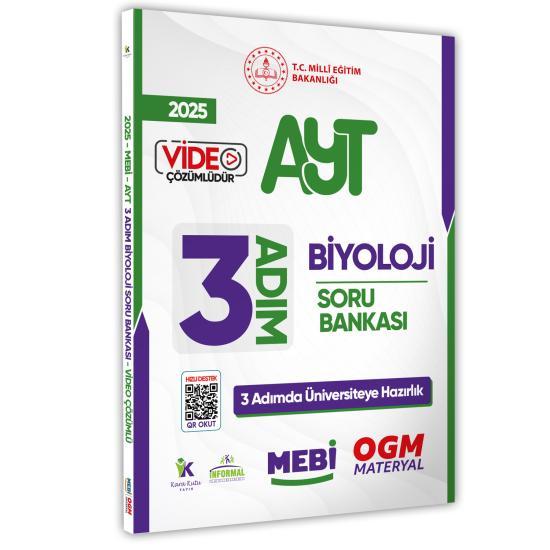 2025 AYT MEBİ-OGM 3 ADIM Biyoloji Soru Bankası RENKLİ A4 Boyut Video Çözümlü (Karakutu Katkılarıyla)