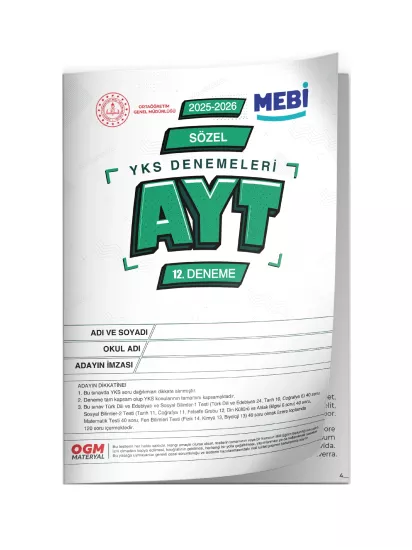 2026 YKS-AYT SÖZEL MEBİ ONLİNE Türkiye Geneli 12. Deneme Büyük Boy RENKLİ BASKI ÜCRETİ Güncel Baskı
