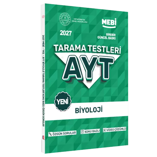 2027 YKS-AYT MEBİ-OGM Biyoloji Özgün Tarama Testleri Kitabı A4 Boyut Renkli Görsel BASKI ÜCRETİ