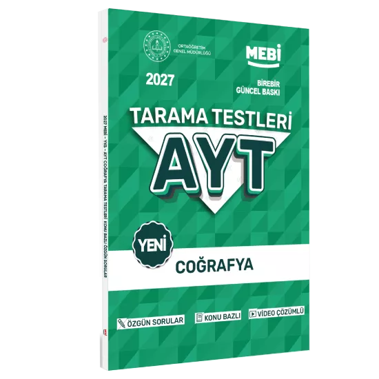 2027 YKS-AYT MEBİ-OGM Coğrafya Özgün Tarama Testleri Kitabı A4 Boyut Renkli Görsel BASKI ÜCRETİ