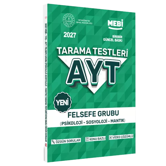 2027 YKS-AYT MEBİ-OGM Felsefe Grubu Özgün Tarama Testleri Kitabı A4 Boyut Renkli Görsel BASKI ÜCRETİ