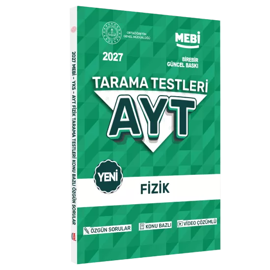 2027 YKS-AYT MEBİ-OGM Fizik Özgün Tarama Testleri Kitabı A4 Boyut Renkli Görsel BASKI ÜCRETİ