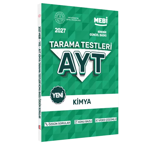 2027 YKS-AYT MEBİ-OGM Kimya Özgün Tarama Testleri Kitabı A4 Boyut Renkli Görsel BASKI ÜCRETİ
