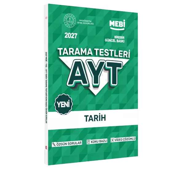 2027 YKS-AYT MEBİ-OGM Tarih Özgün Tarama Testleri Kitabı A4 Boyut Renkli Görsel BASKI ÜCRETİ
