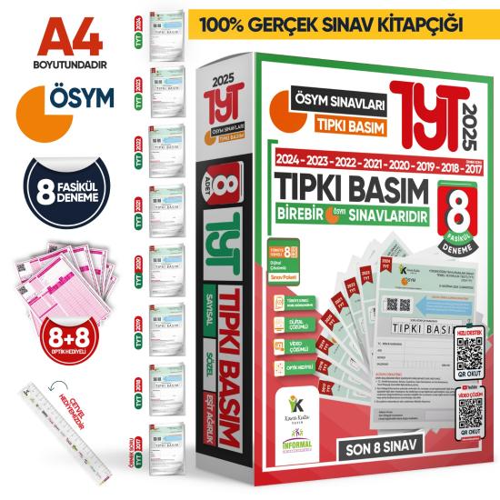 2025 YKS TYT ÖSYM Çıkmış Soru Tıpkı Basım 8li Deneme Paketi Türkiye Geneli Video ve Dijital Çözümlü