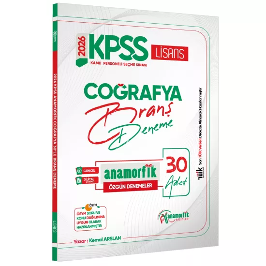 2026 KPSS Lisans Anamorfik Serisi Coğrafya 30lu Branş Denemesi Dijital Çözümlü