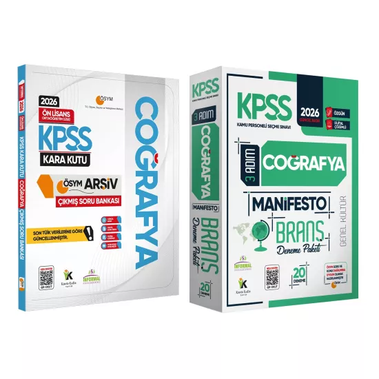 2026 KPSS Ön Lisans Coğrafya Kara Kutu Soru Bankası ve Manifesto Çözümlü Branş Deneme 2li Seti