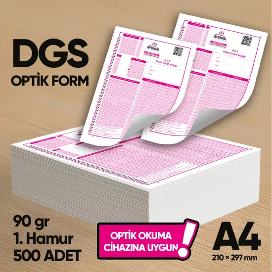 DGS Deneme Sınavları İçin 500 Adet (90.GR) Optik Form - Optik Okuma Uyumlu