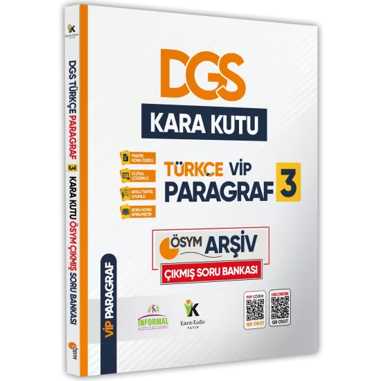DGS Türkçenin Kara Kutusu ÖSYM ARŞİVİ ÇIKMIŞ PARAGRAF VİP 3 Soru Bankası Konu Özetli Çözümlü