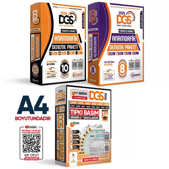 2026 DGS ÖSYM Çıkmış Soru 14lü Tıpkı Basım ve Anamorfik Özgün 18li (10+8) Deneme Paketi TG Çözümlü